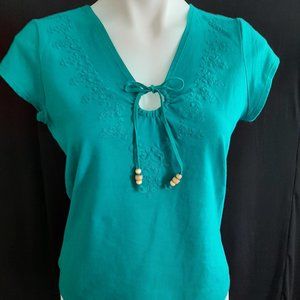 Jade Green Keyhole Neckline Top